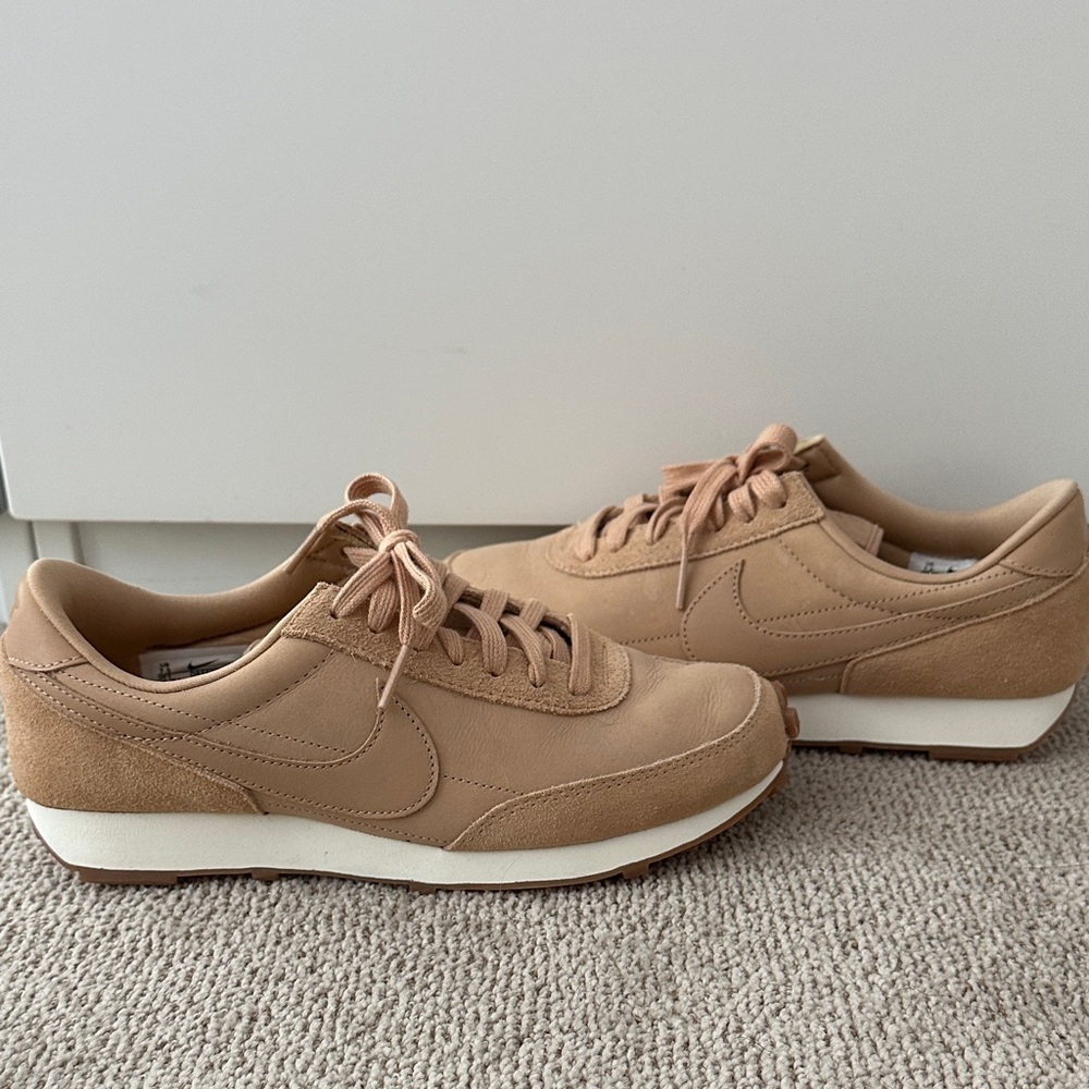 Tan Sneakers with White Soles